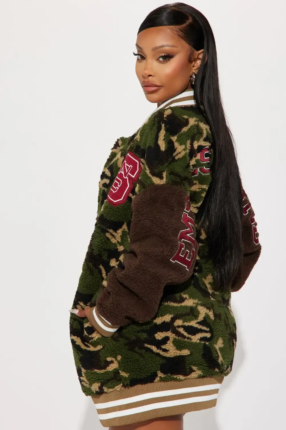 State Of Mind Varsity Bomber Jacket - Olive/combo