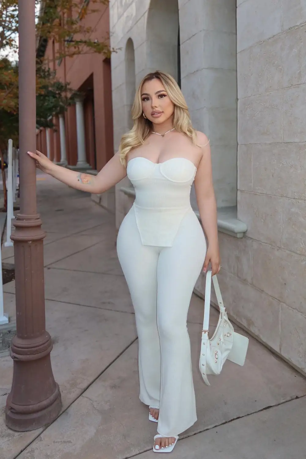 Call My Name Ribbed Pant Set - Off White