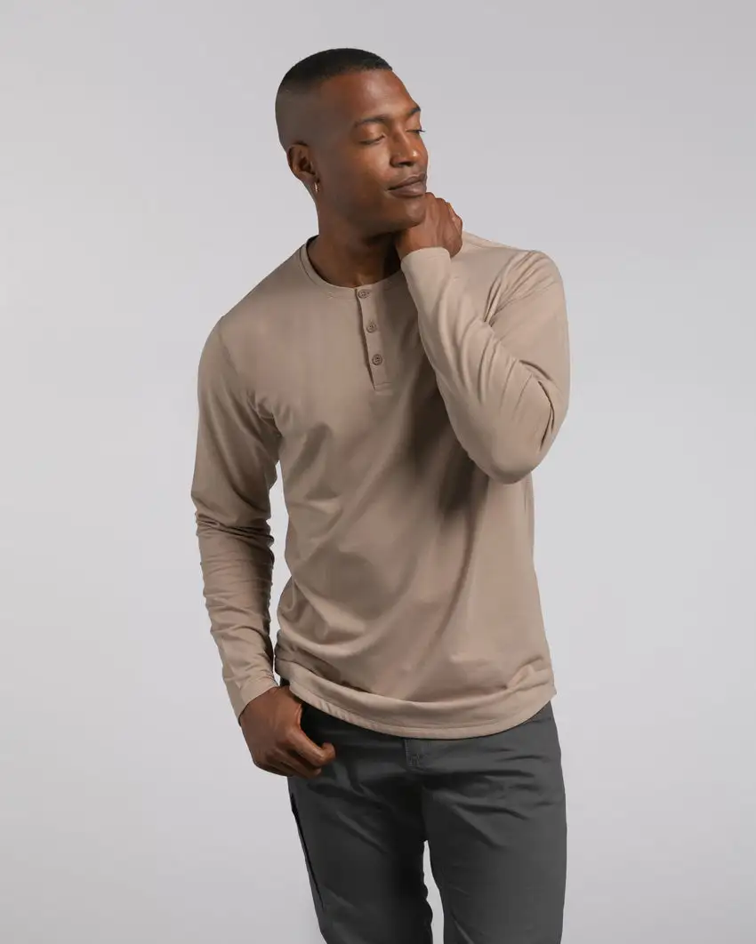 Henley Drop-Cut Long Sleeve: Lux