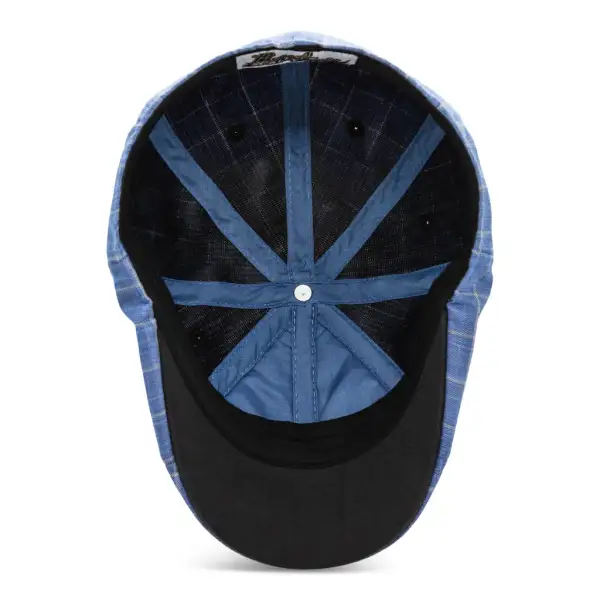 The 8-Panel Plaid Trainer Boston Scally Cap - Steel Blue Plaid