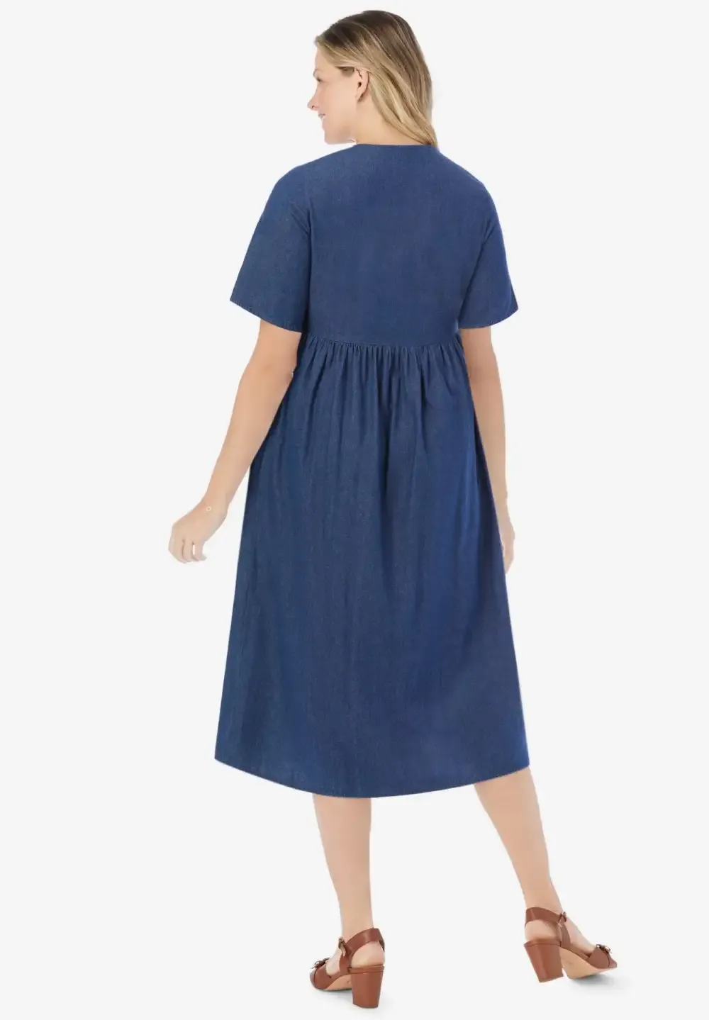Short-Sleeve Denim Dress