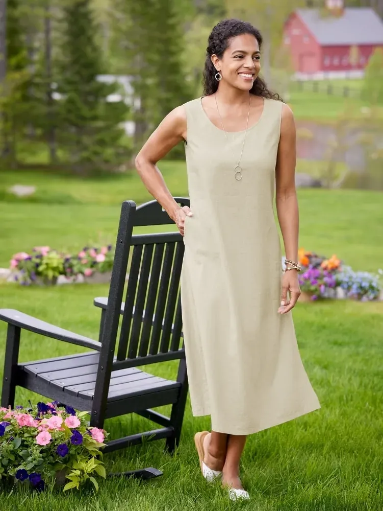 Easy Comfort Linen/Rayon Sleeveless Popover Dress