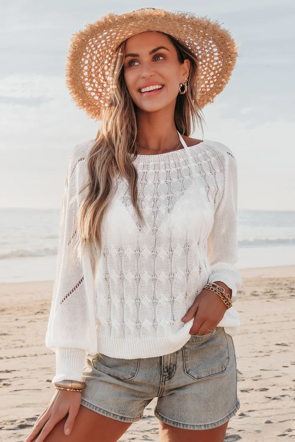 Serena Beige Cover-Up Top