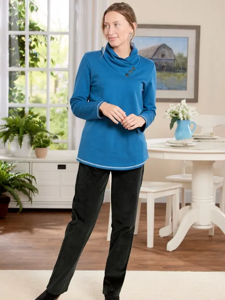 Women's Elastic-Waist Cotton Corduroy Pants
