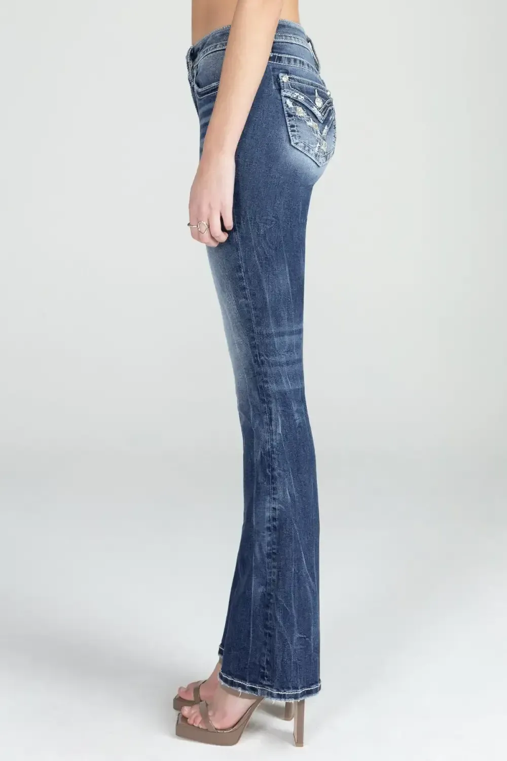 Geometric Braid Cross Stitch Bootcut Denim