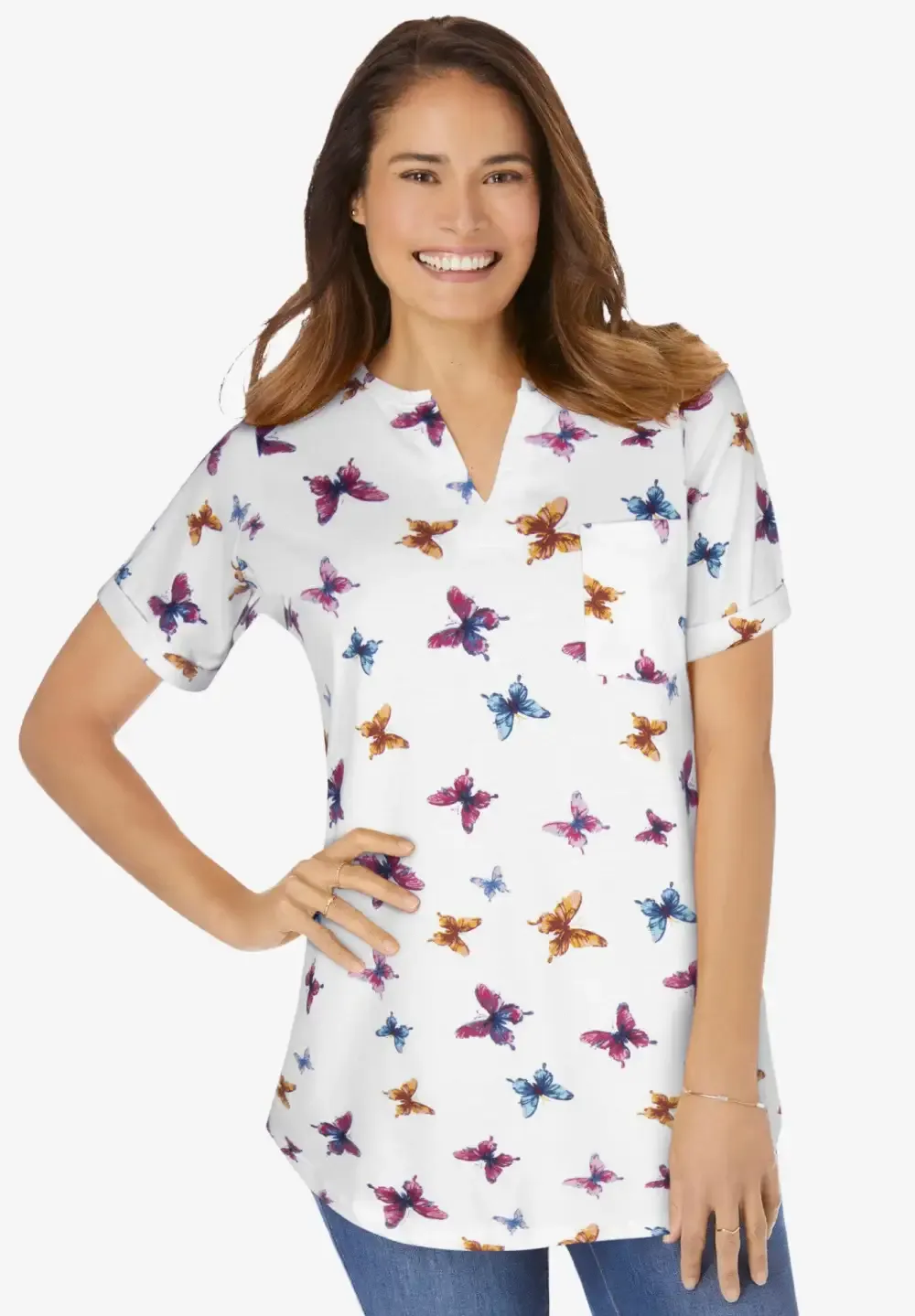 Short-Sleeve Notch-Neck Tee