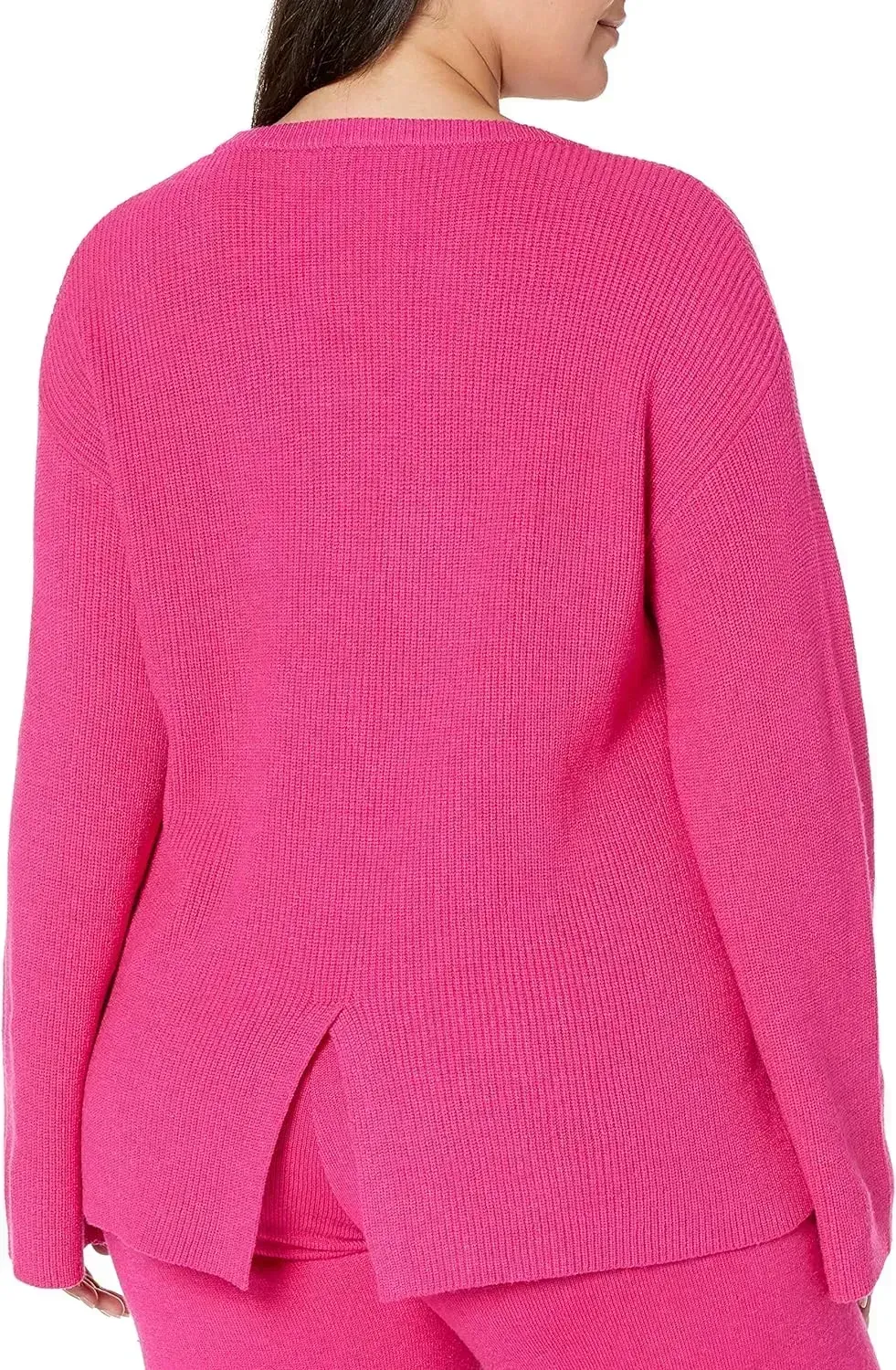 Women's Alice Crewneck Back-Slit Ribbed Pullover Sweater