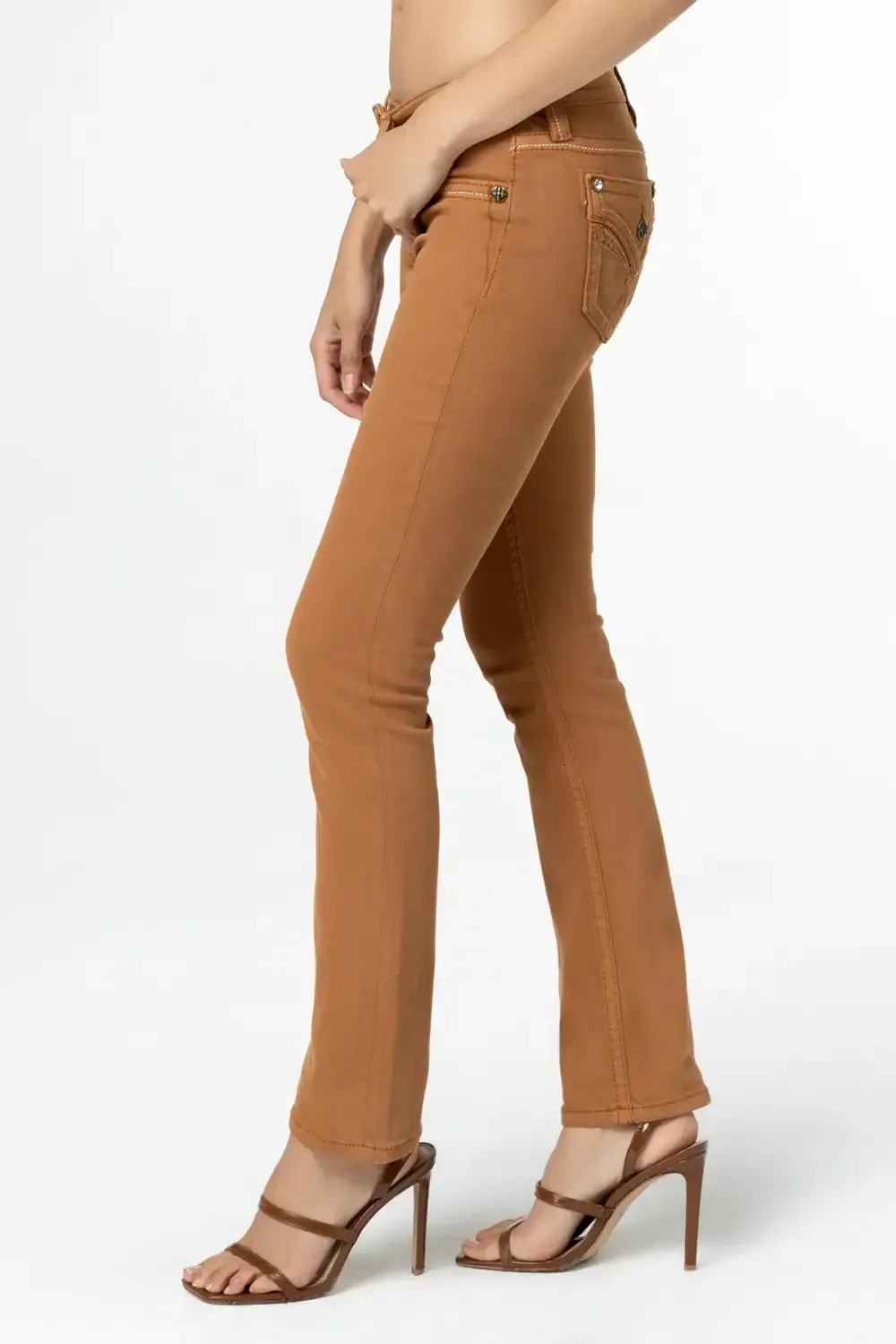Camel Cross Stitch Straight Jeans