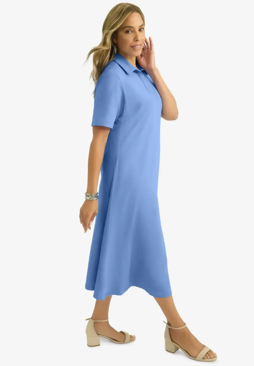 Notch Neck Midi Dress