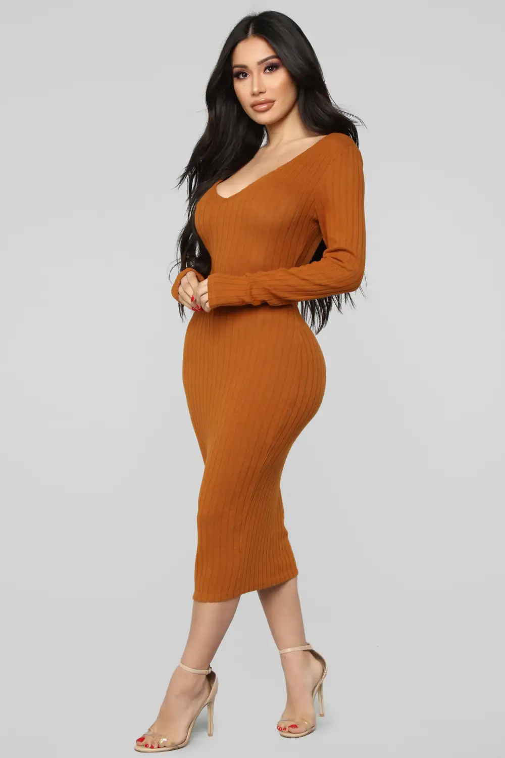 For The Thrill Of It Midi Dress - Rust