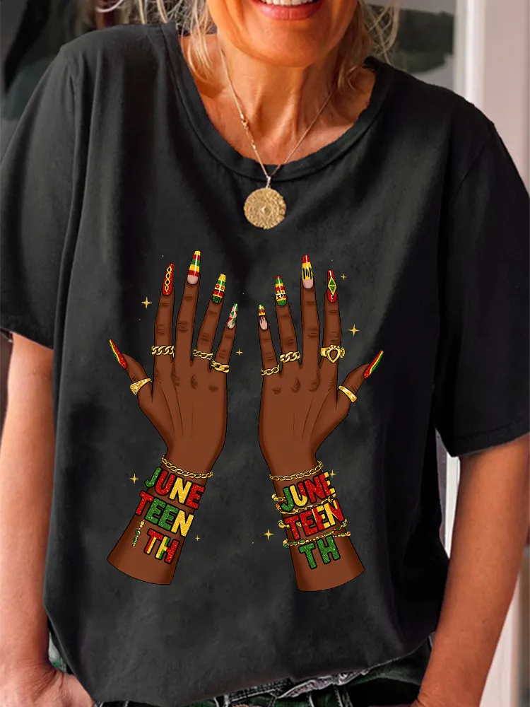Women'S Juenteenth Round-Neck Short-Sleeved T-Shirt