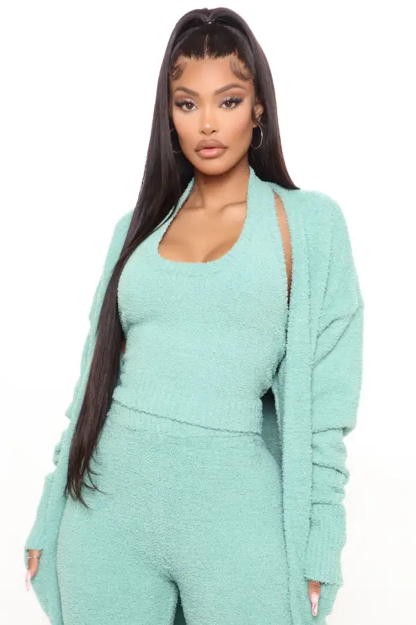 Keep Me Cozy Fuzzy 3 Piece Legging Set - Sage