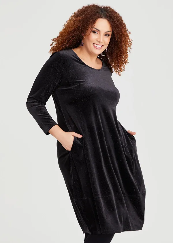 Lurex Stripe Velour Dress