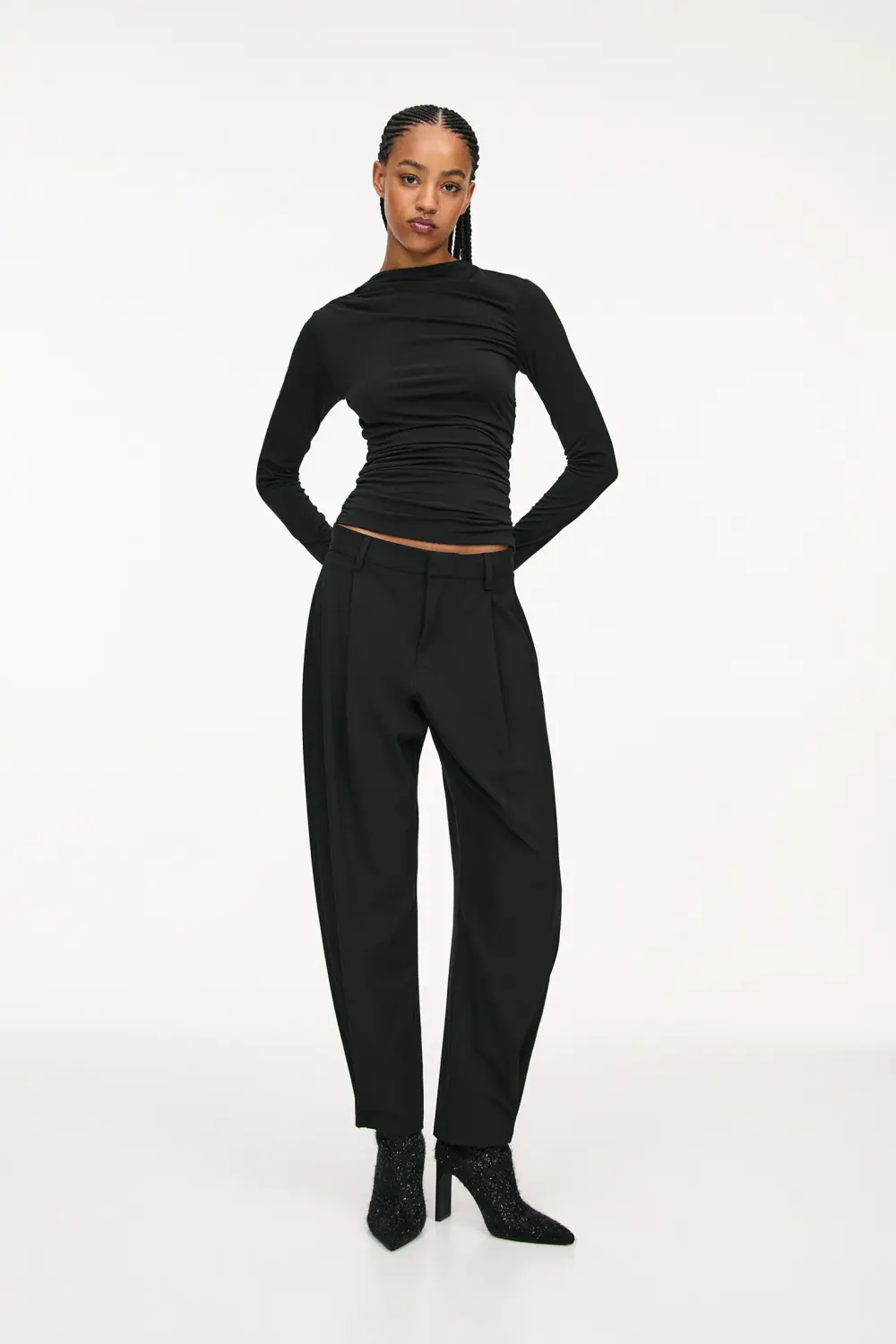 Gathered long sleeve top
