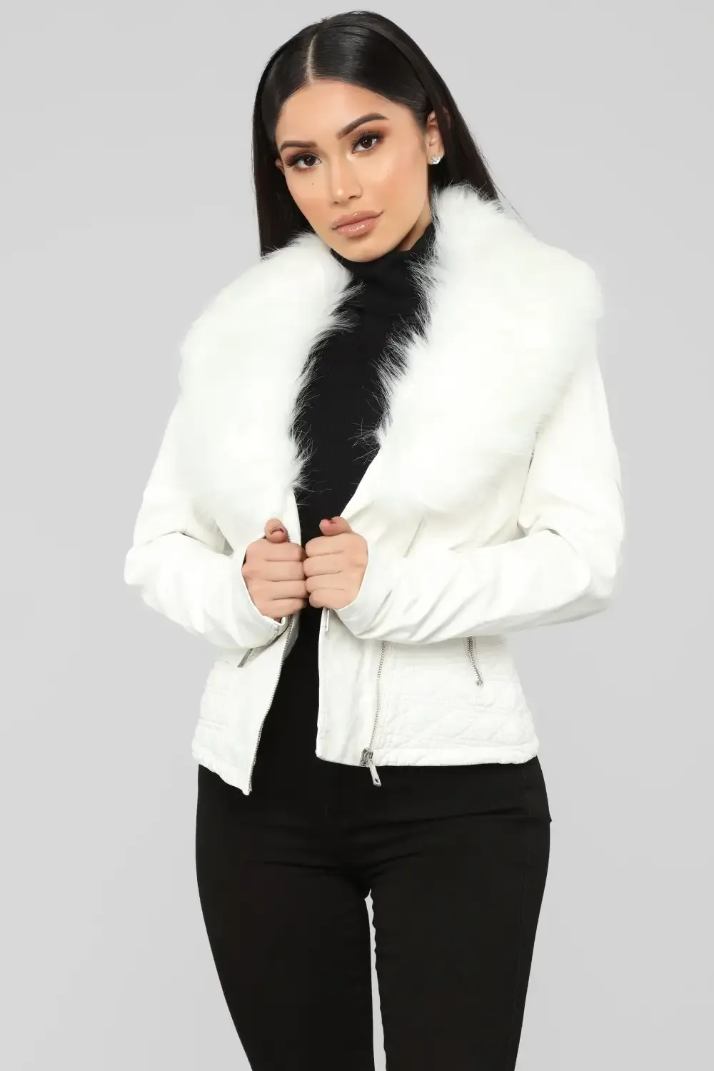 Elsa Faux Leather Jacket - White