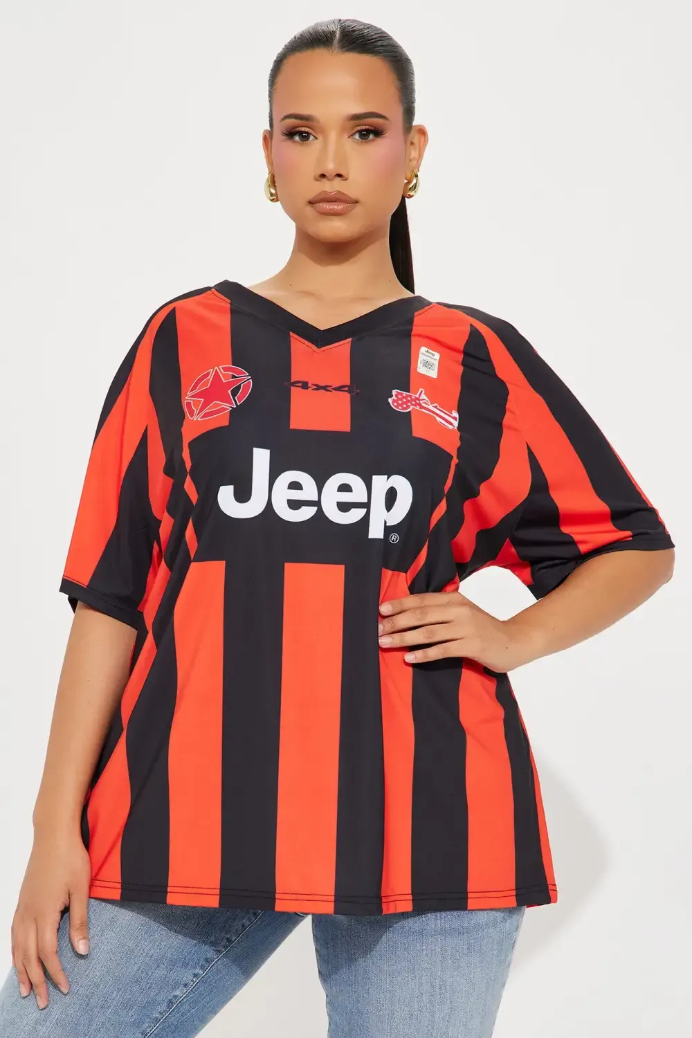 Jeep Wrangler Striped Jersey Tee - Red/Black