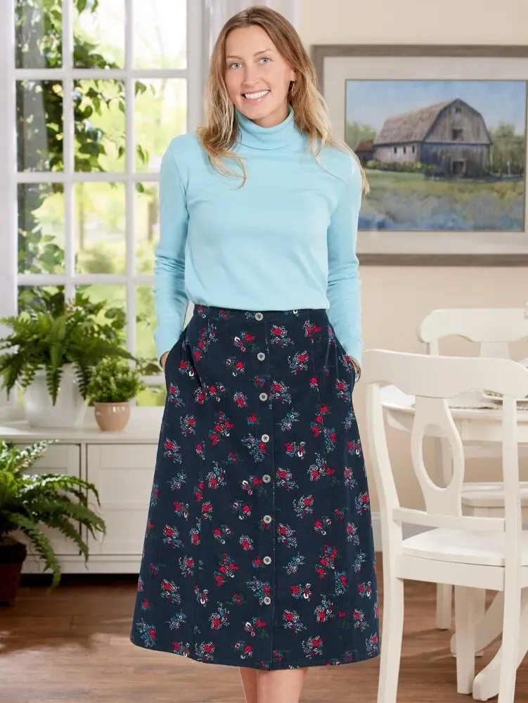 Classic Corduroy Midi Skirt