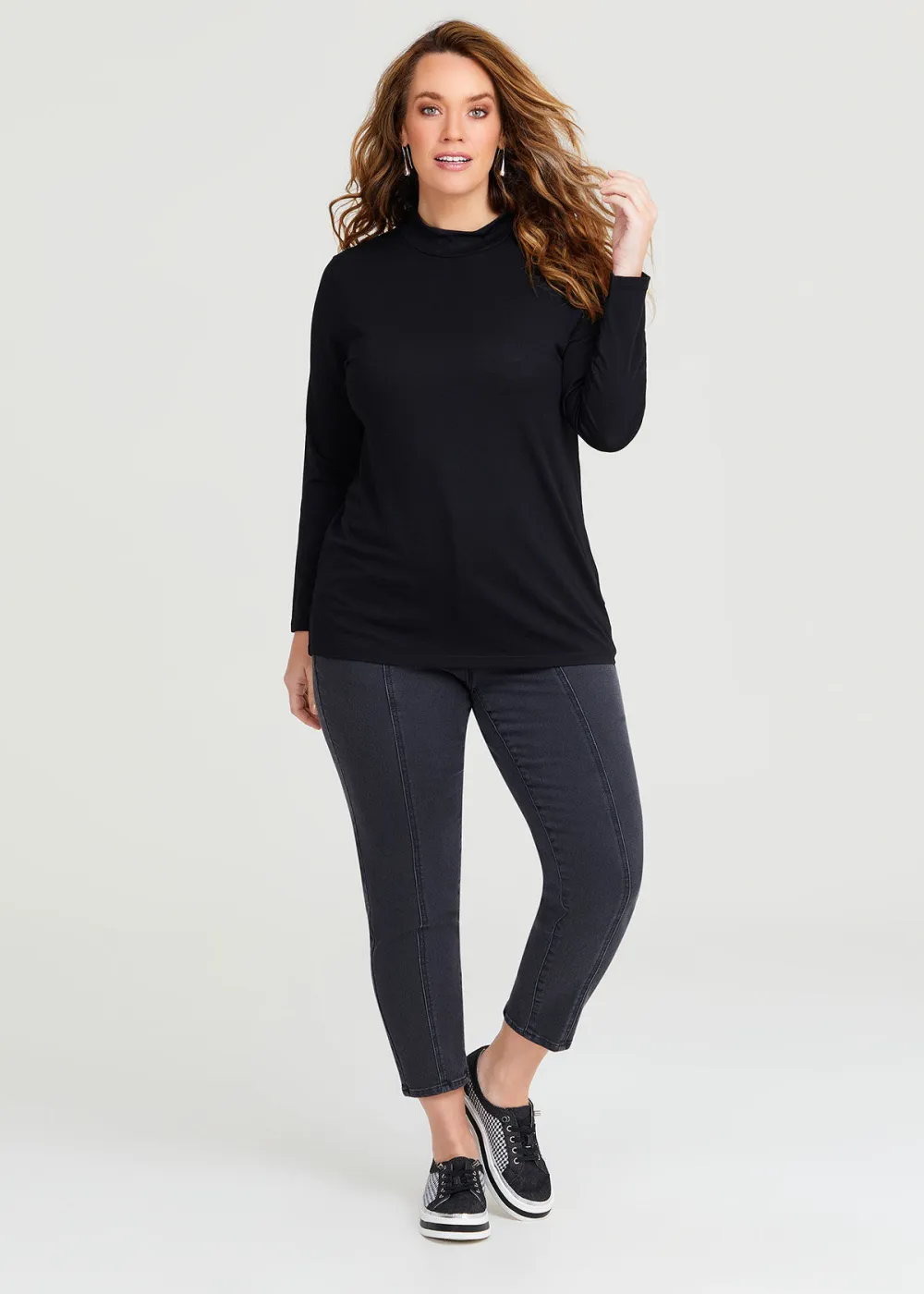 Wool Bamboo Mock Neck Top