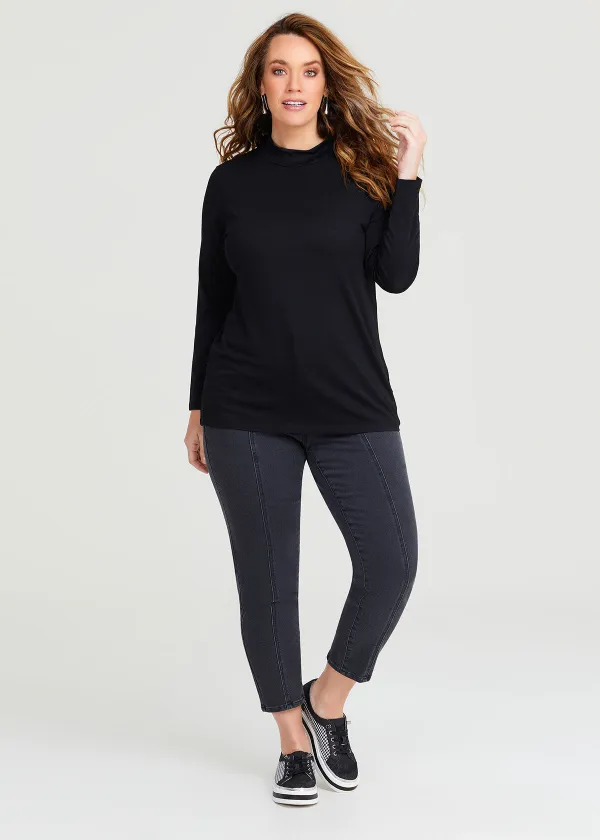 Wool Bamboo Mock Neck Top