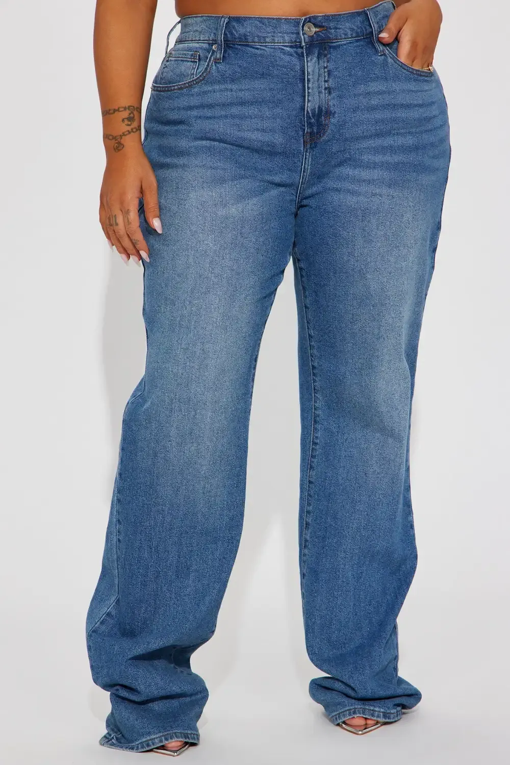 Mixed Emotions Long Straight Leg Jeans - Medium Wash