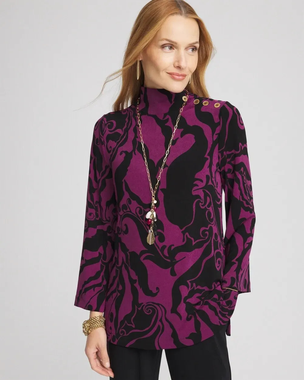 TravelersTM Paisley Mock Neck Tunic