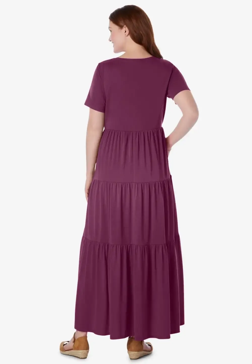 Short-Sleeve Tiered Dress