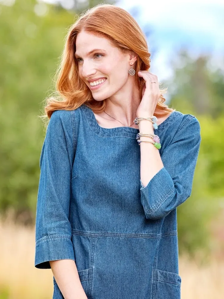 Boatneck Denim Dress