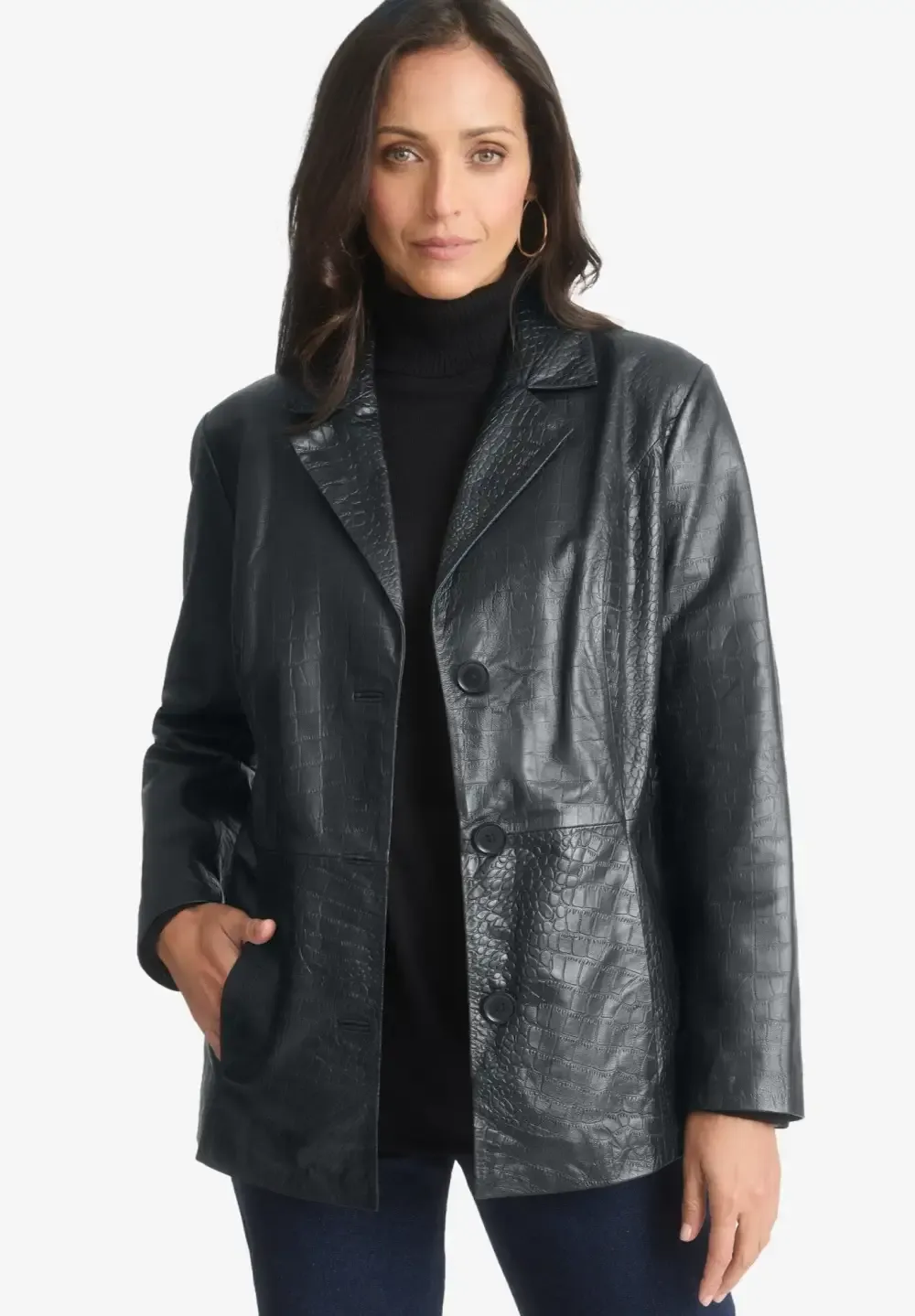 Croc Leather Blazer