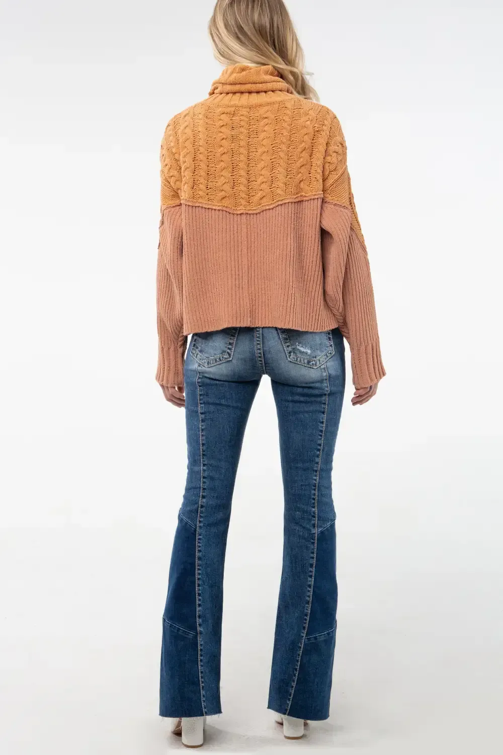 Color Blocked Turtleneck Sweater