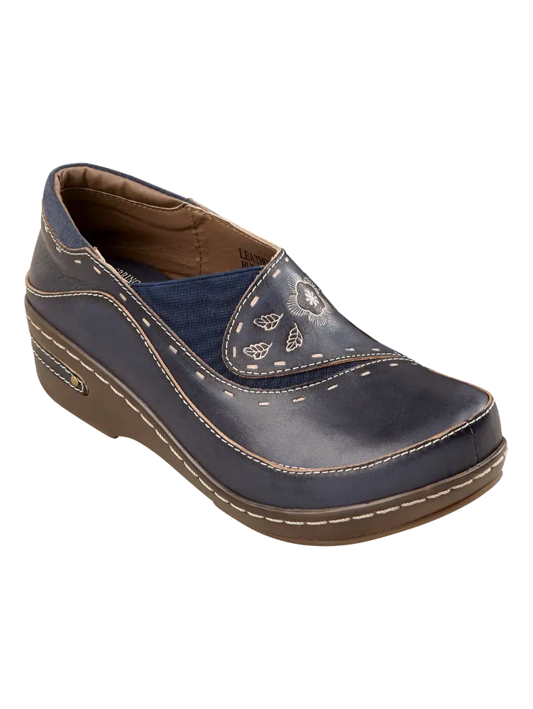 Women's Brushstrokes And Blossoms Leather Clogs