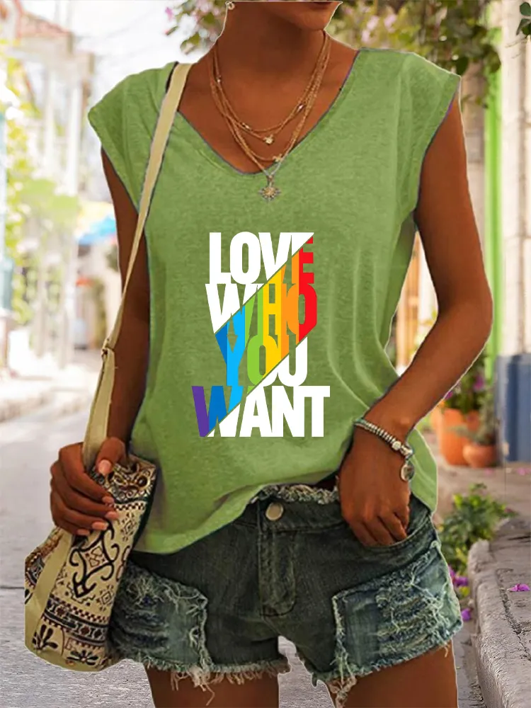 Women's Gay Day Love Who You Want V-neck Vest