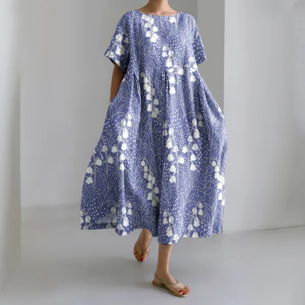 Women's Convallaria Majalis Floral Lapel Dress
