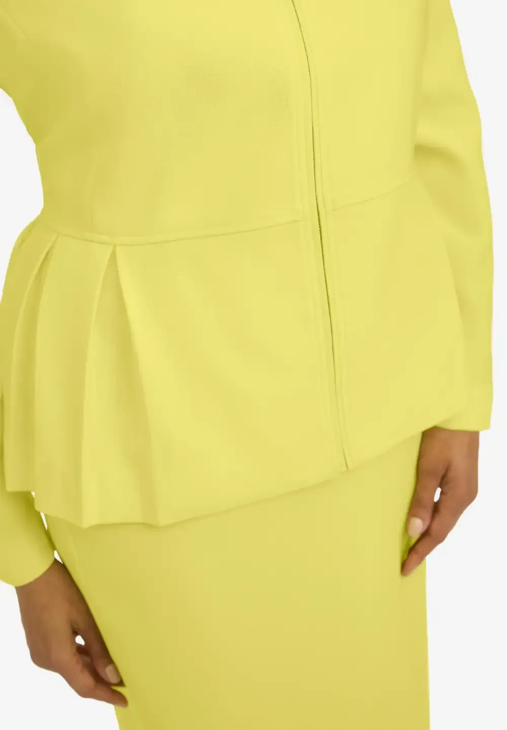 Collarless Peplum Skirt Suit