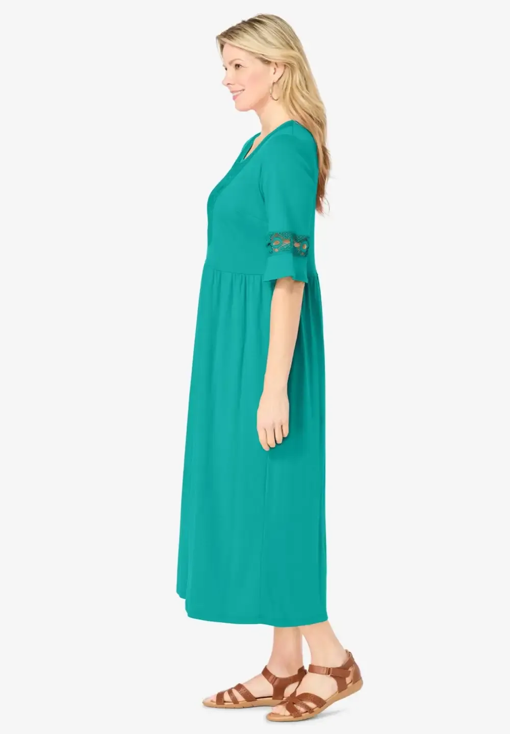 Crochet Trim Empire Knit Dress