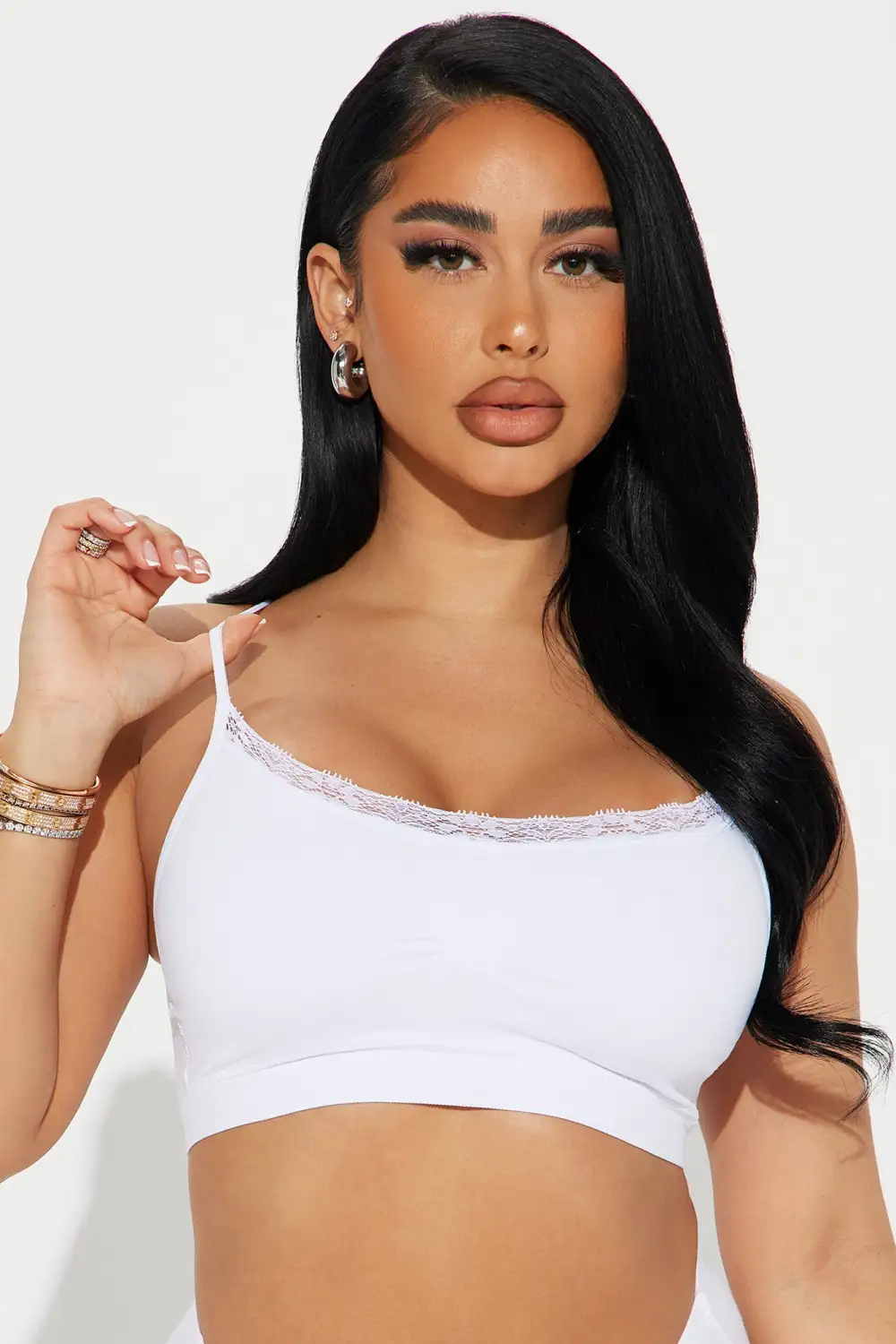 Easy Sunday Lace Trim 3 Pack Bralettes - Black/White