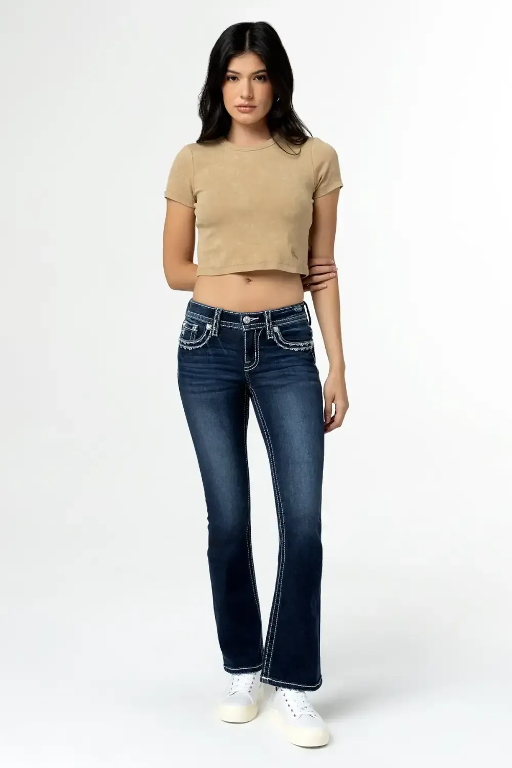 Metallic Border Stitch Bootcut Jeans