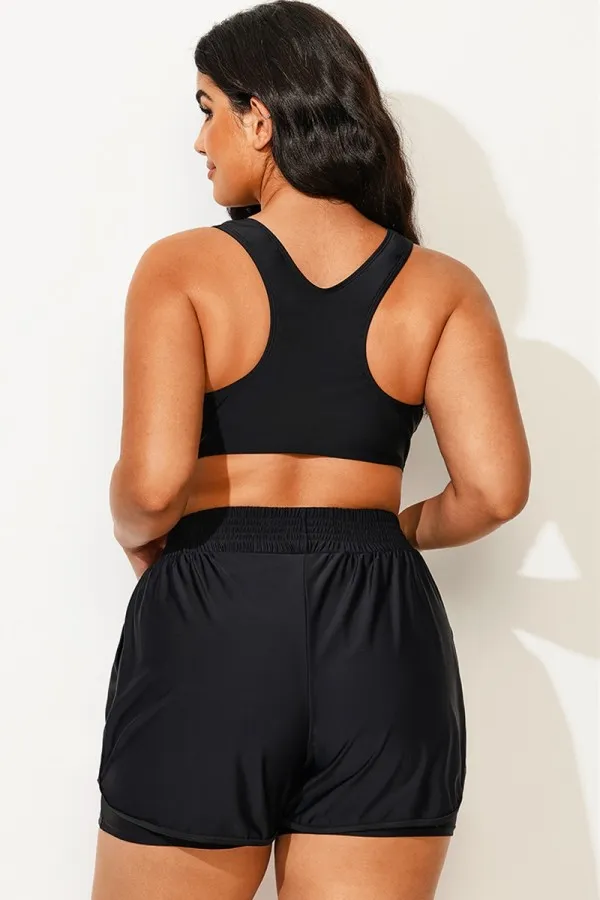 Plus Size Cut Out Back Racerback Bikini Top