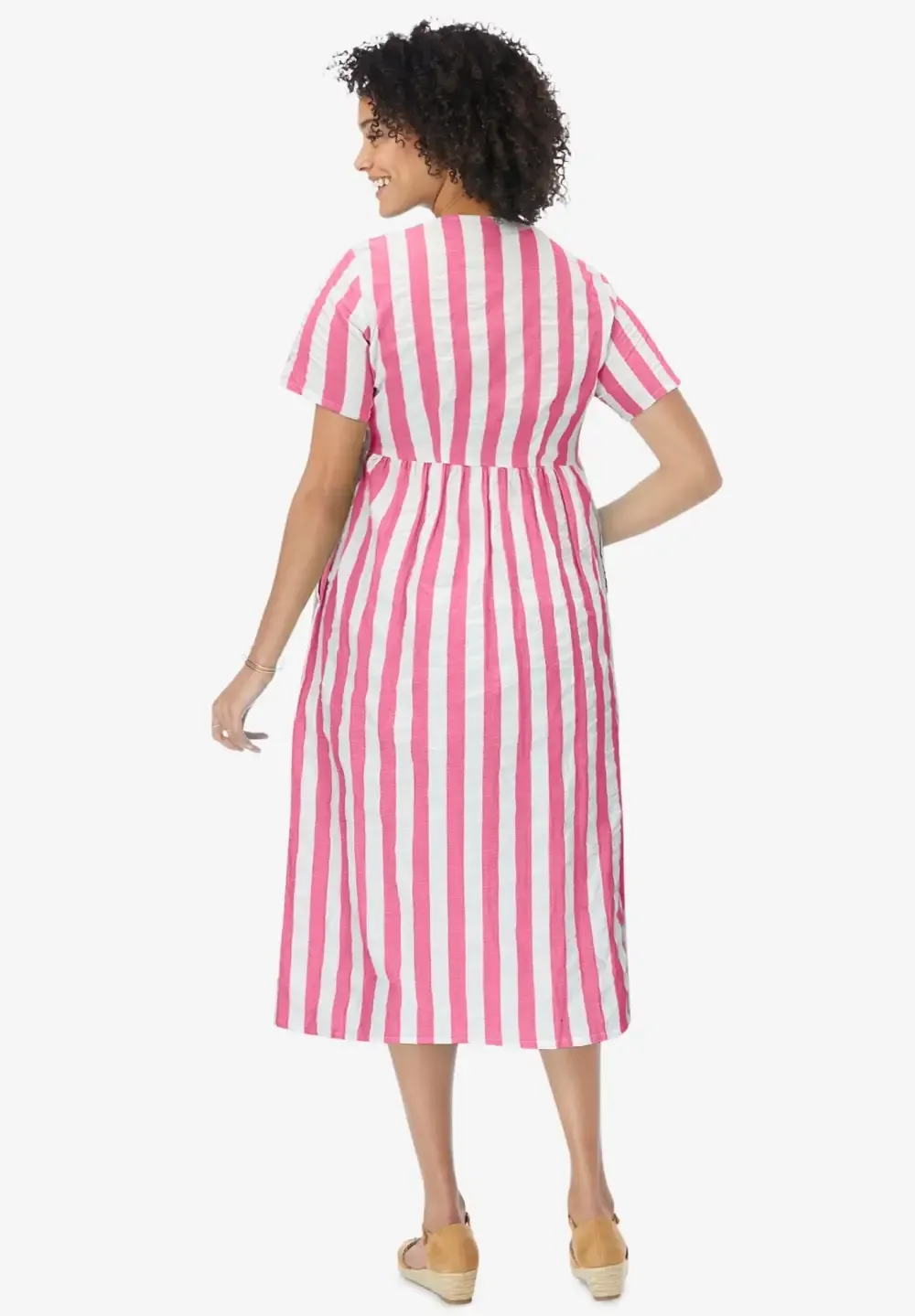 Short-Sleeve Seersucker Dress
