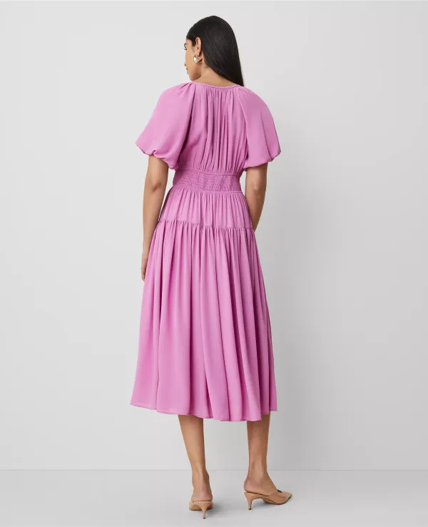 Split Neck Midi Dress