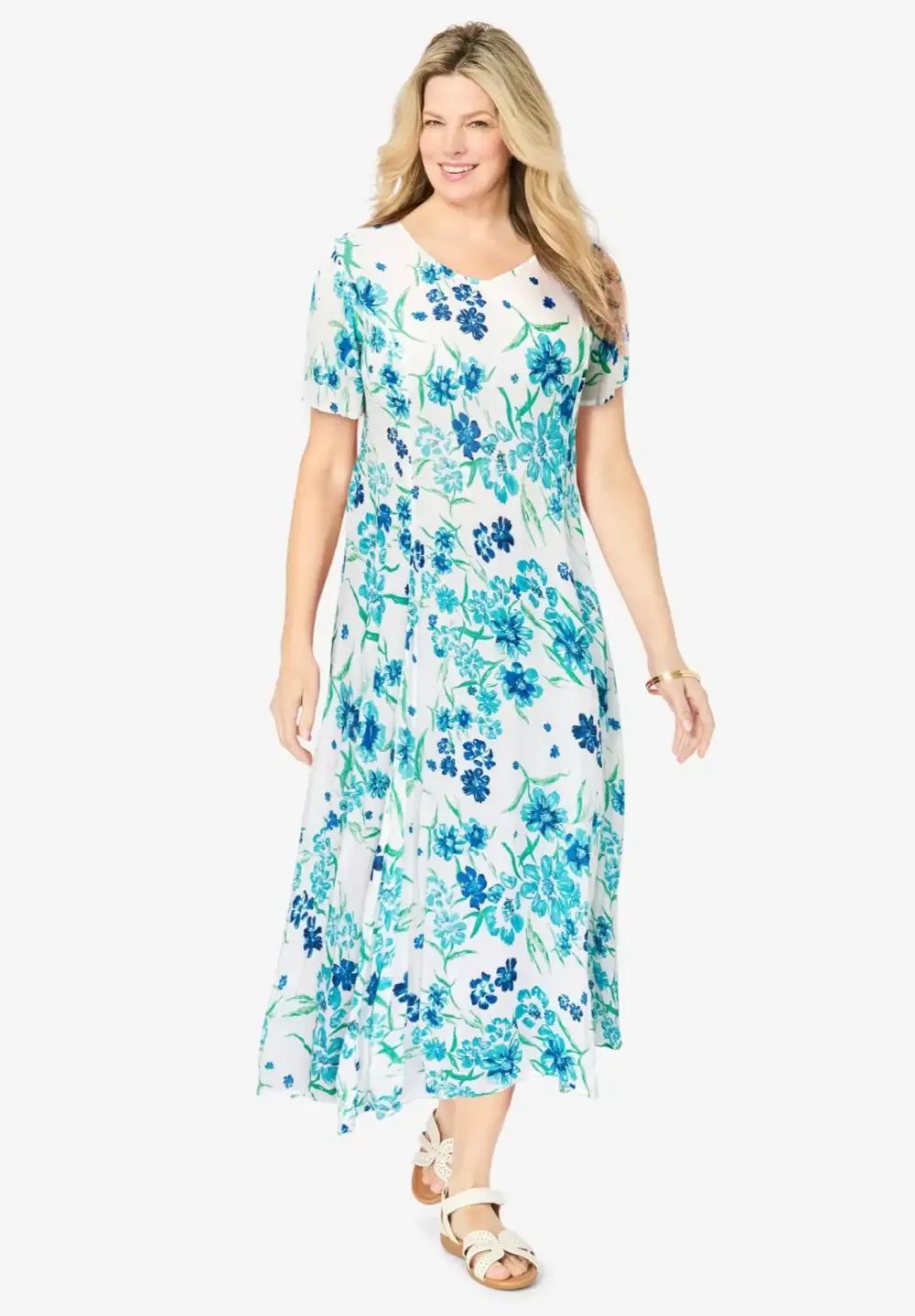 Short-Sleeve Crinkle Dress