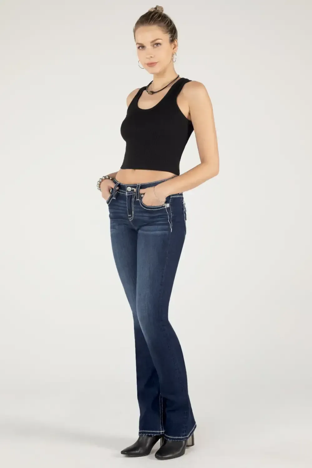 Floral Peekaboo Bootcut Jeans