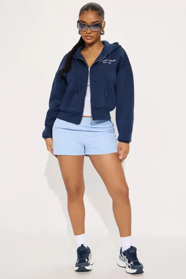 Teddy Sports Club Front Zip Hoodie - Navy
