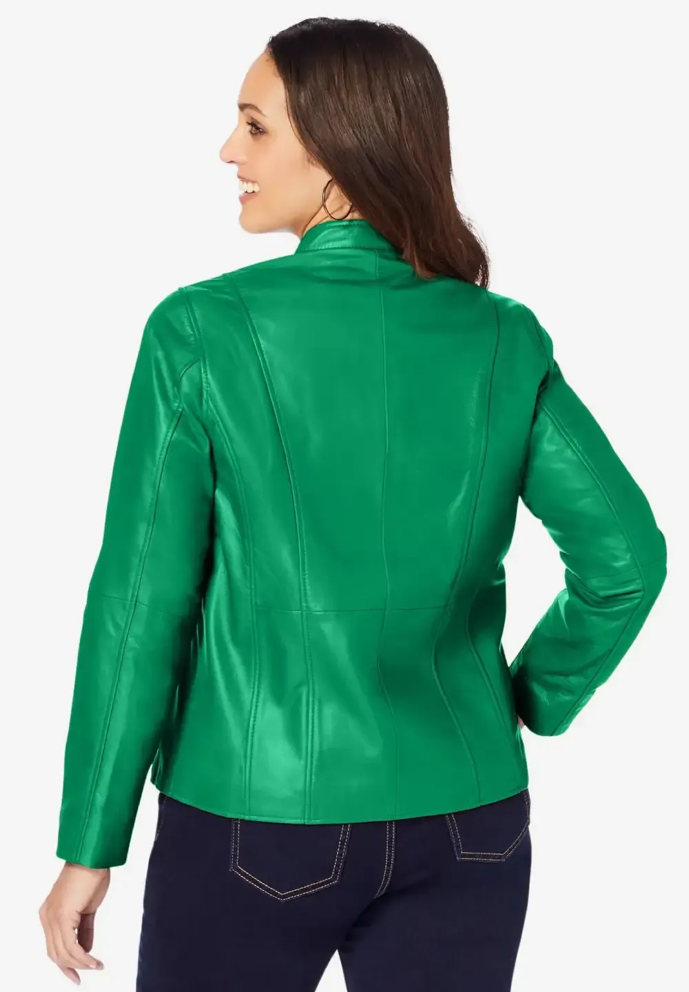 Zip Front Leather Jacket