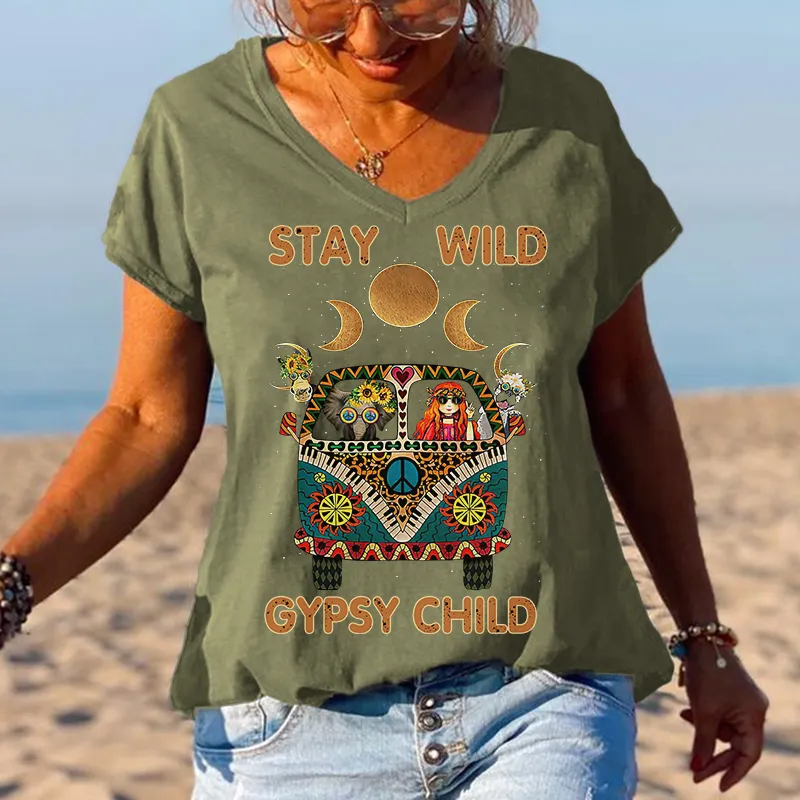 Stay Wild Gypsy Child Elephant Printed Graphic Tees