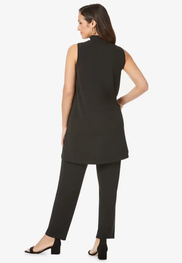2-Piece Stretch Knit Mockneck Mega Tunic Set