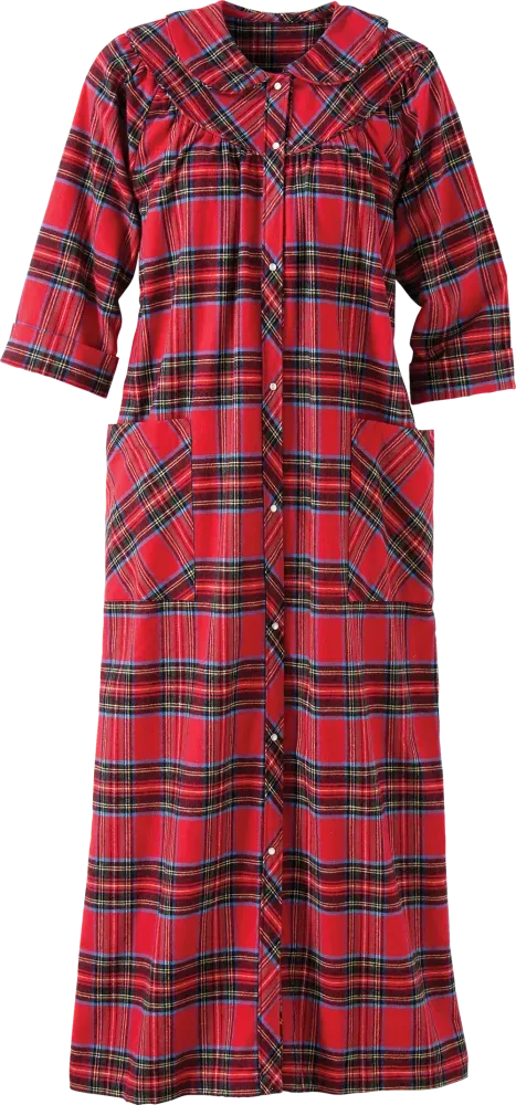 Women's Portuguese Cotton Flannel Snap-Front Robe