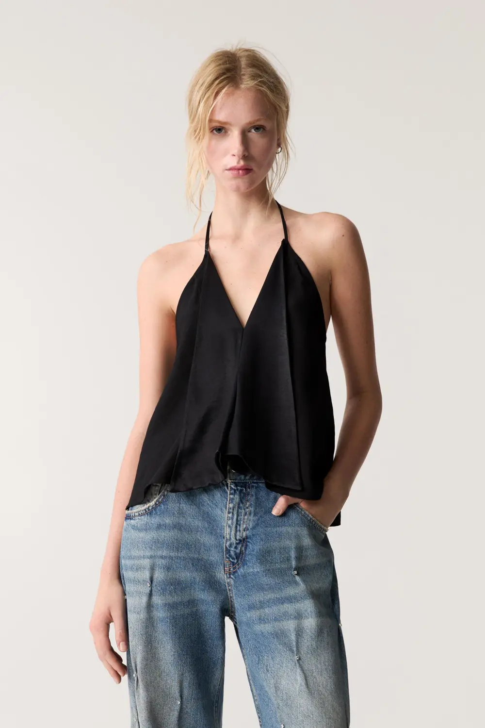 Satin top with lapels
