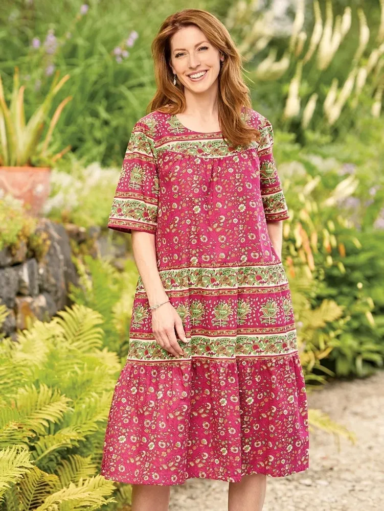 Mid-Calf Tiered Cotton Muumuu