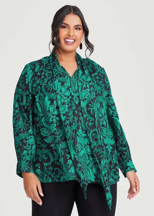 Natural Moss Neck Tie Top
