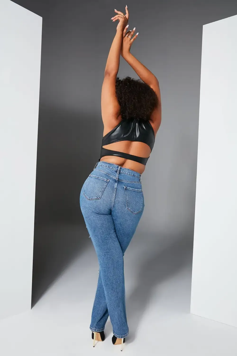 Tall Hometown Cutie Destroyed Mom Jeans - Medium Blue Wash